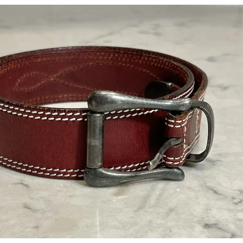 Leonardo Red Italian Leather Belt‎ Western 75/90, 1